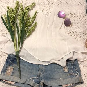 Flowy crop tank with cross cross back, Size S